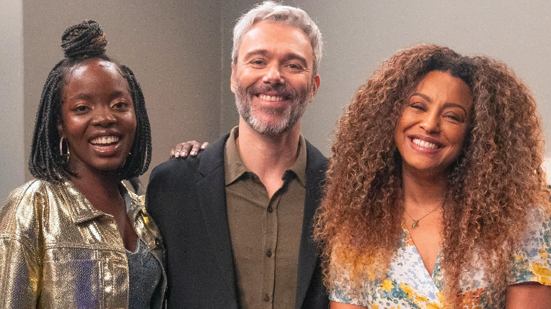 Kate (Clara Moneke), Mauro (Ângelo Paes Leme) e Sol (Sheron Menezzes)