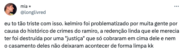 Fãs falam sobre possível casamento Kelmiro em prisão