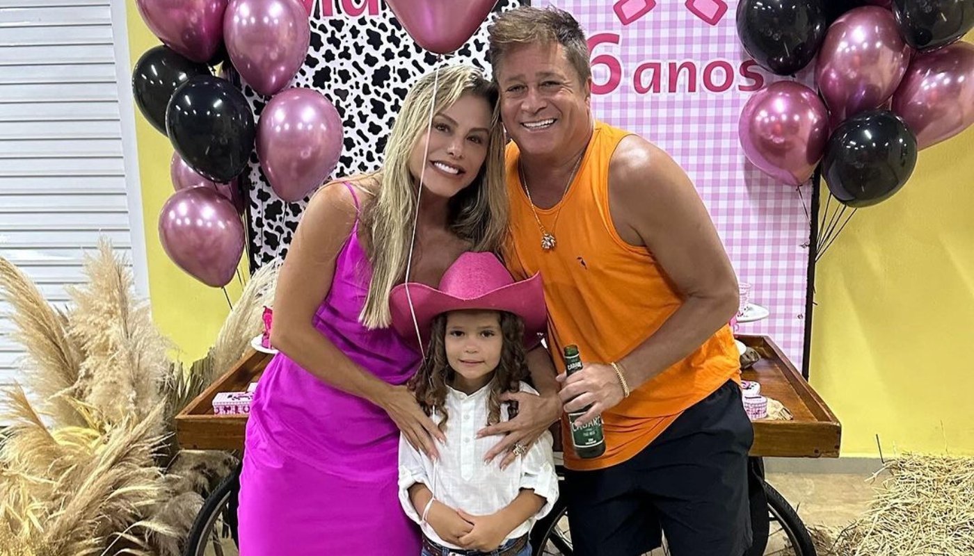 Leonardo e Poliana organizam festa para a netinha, Mavie, filha de Pedro Leonardo