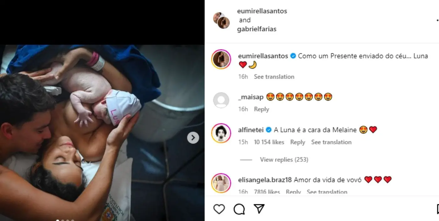 Mirella Santos comemora o nascimento da filha Luna