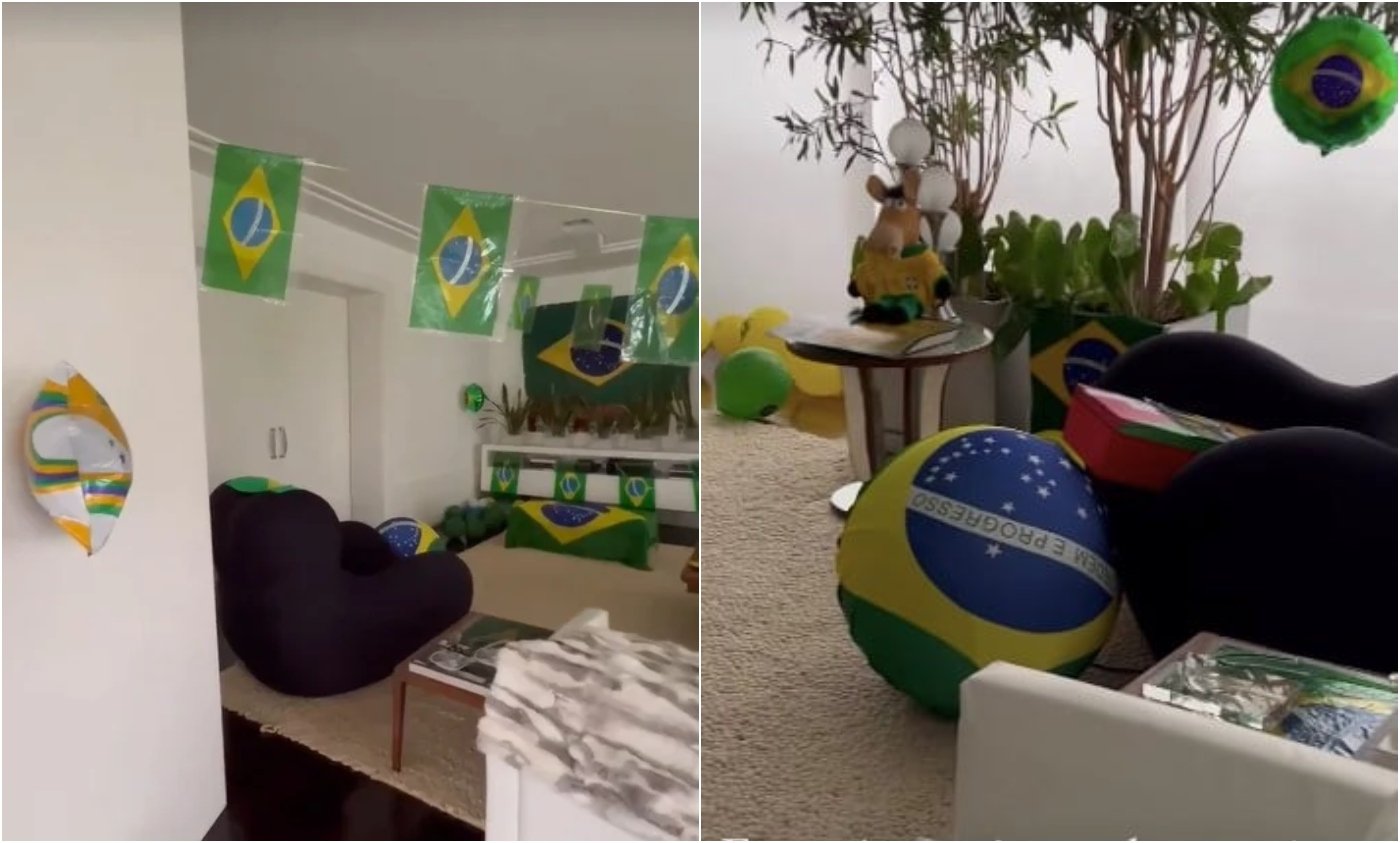 Mansão de Adriane Galisteu decorada para a Copa do Mundo 2022