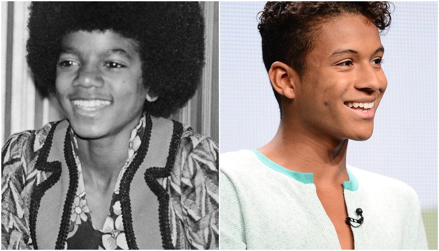 Michael Jackson na infância (à esquerda) e Jaafar Jackson (à direita)