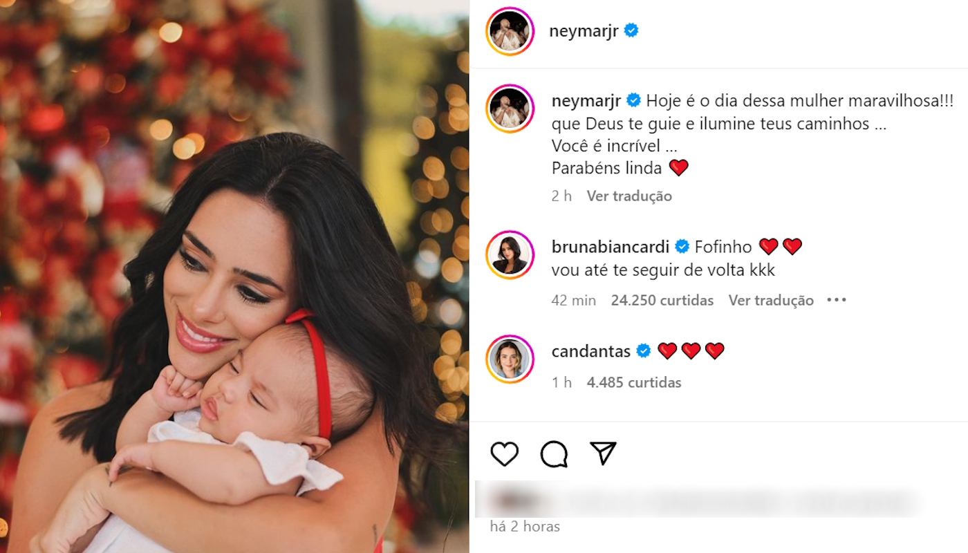 Neymar posta homenagem a Bruna Biancardi no aniversário de 30 anos dela