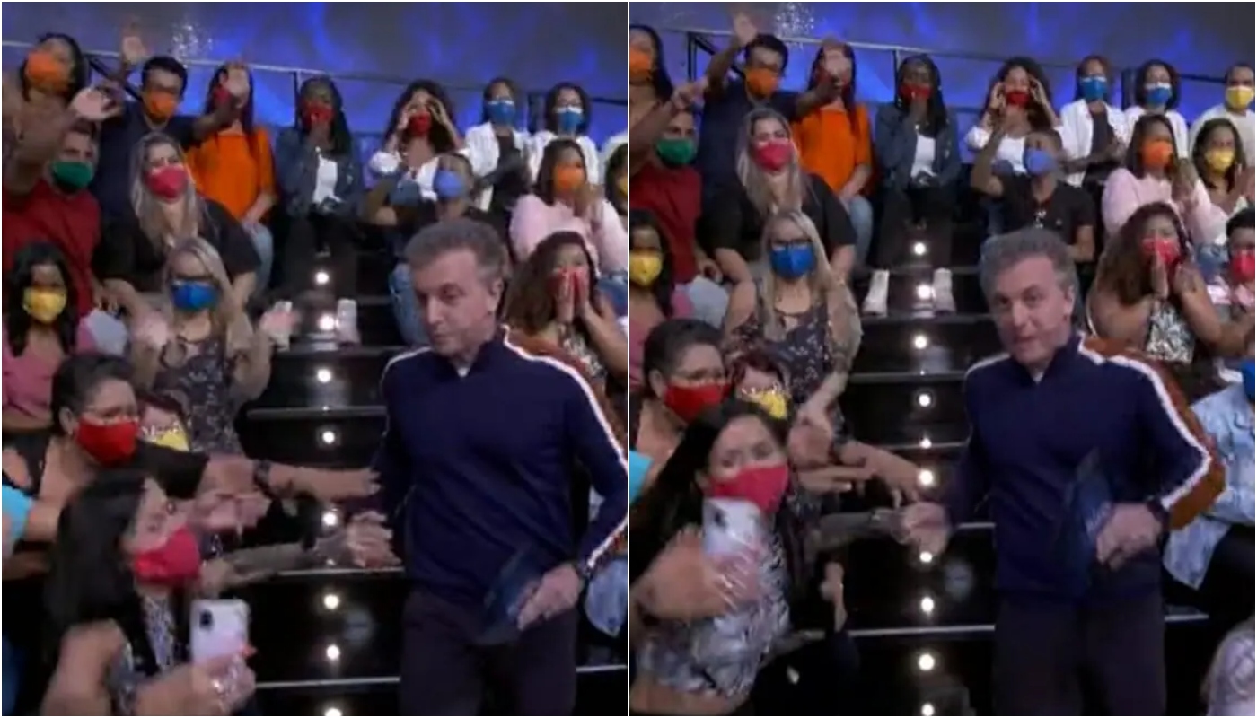 Luciano Huck no meio da plateia na final da