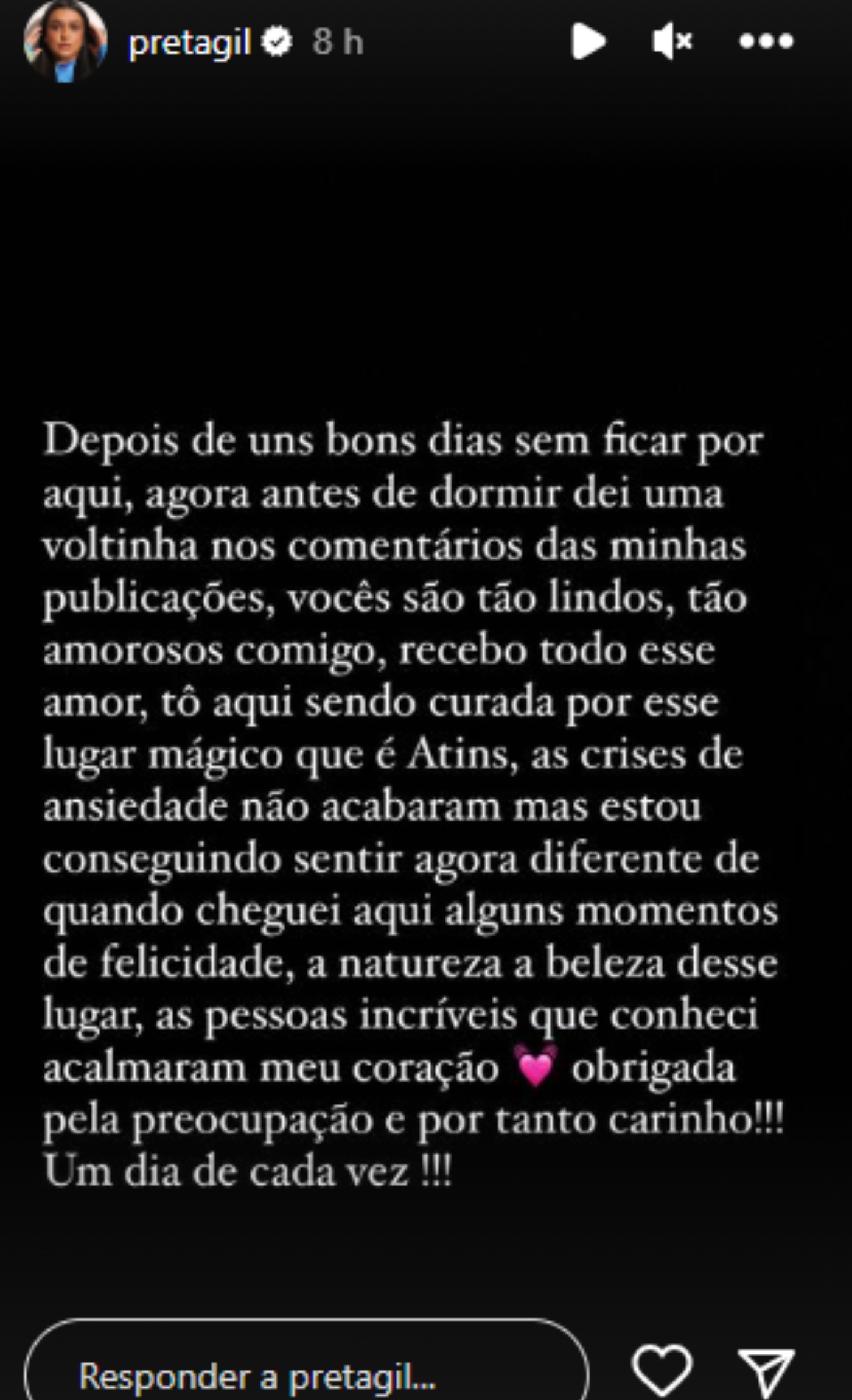 Preta Gil via Stories