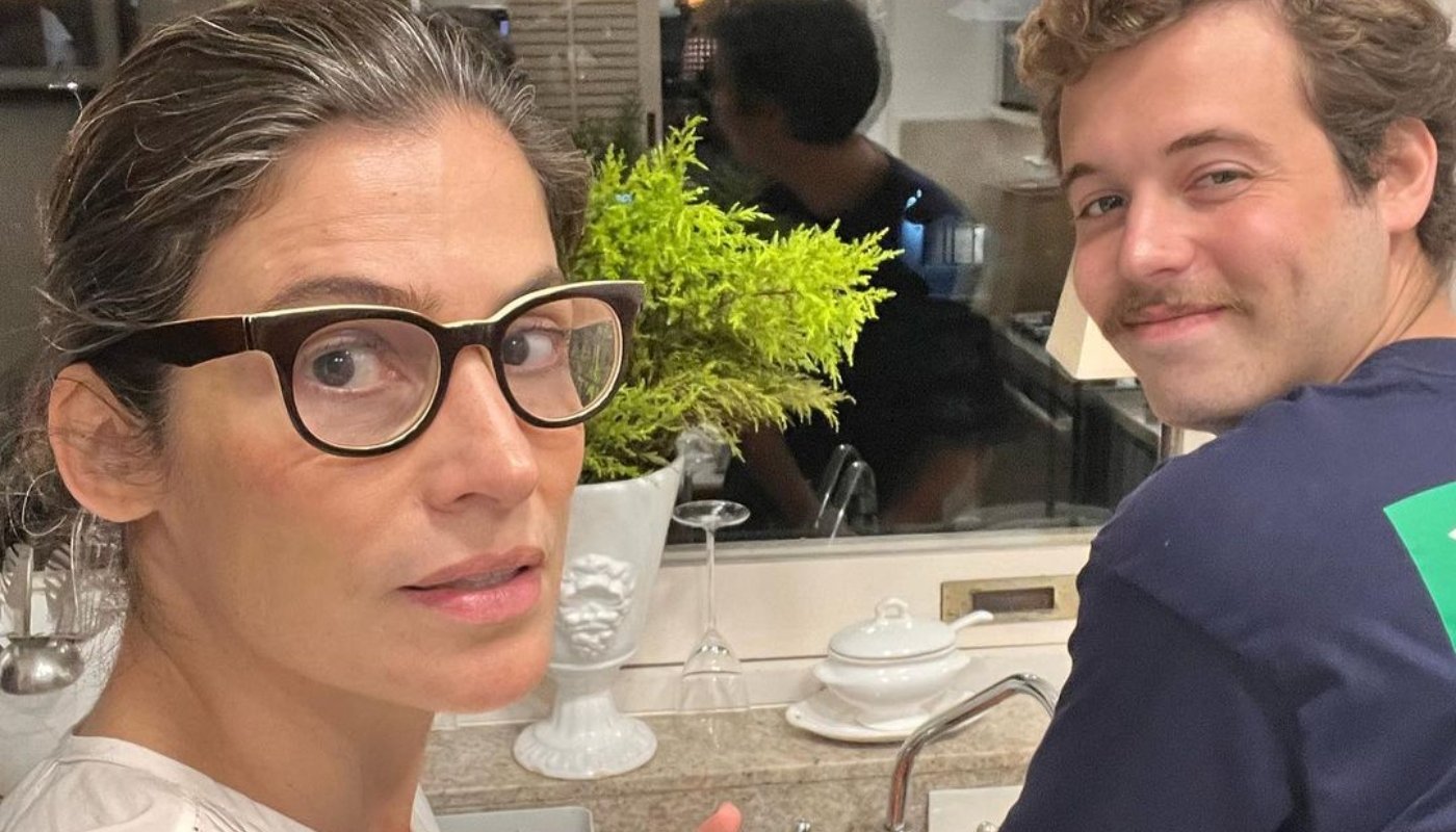 Renata Vasconcellos com o filho Miguel