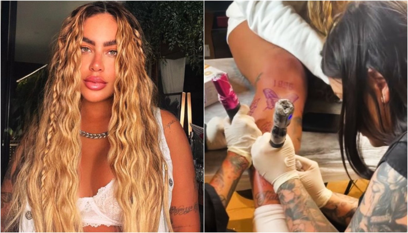 Irmã de Neymar faz dez tatuagens de uma vez e mostra resultado: fechou metade da perna